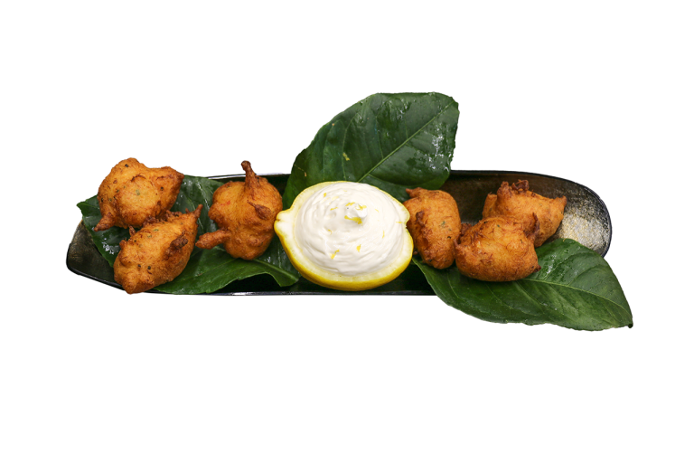 ☀︎☾ Buñuelos de bacalao, jengibre, miel y limón.