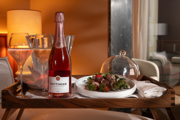 Premium champagne, strawberries and chocolate